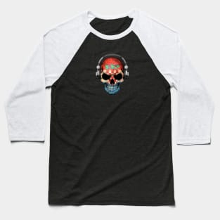 Dark Skull Deejay with Croatian Flag Baseball T-Shirt